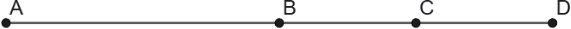 Punctele A, B, C și D sunt coliniare, în ordinea A, B, C, D. Sunt indicate segmentele AC și BD, iar C este mijlocul segmentului BD.