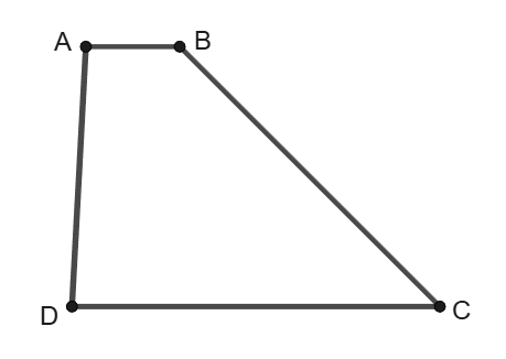 Trapezul ABCD, cu unghiul ABC egal cu 135 de grade și latura DC egală cu 6 cm.